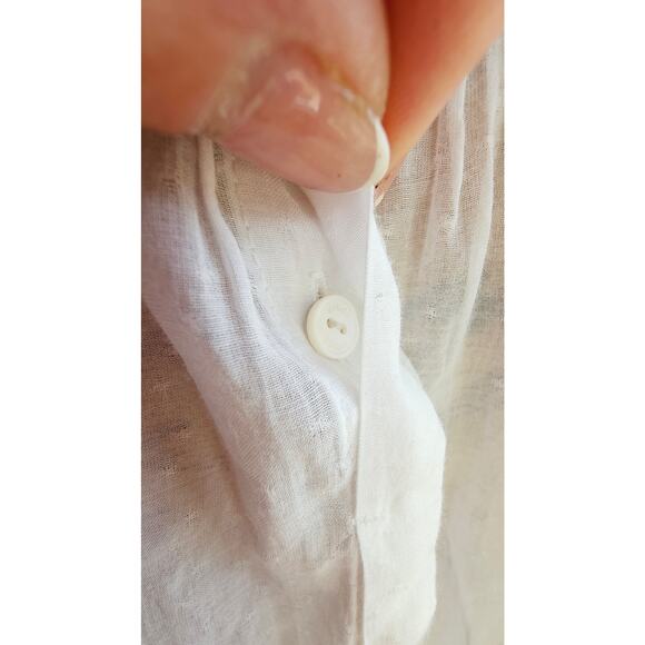 Vince Gauze Sheer White Front Pleated Feminine Sexy Blouse, 3/4 Sleeve Sz S - Picture 4 of 12